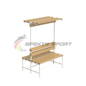 Купить Скамейка с вешалкой и полкой для раздевалок двухсторонняя (разборная) 1200 мм в Киржаче 