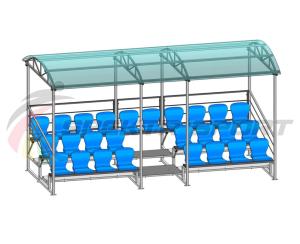 Купить Трибуна для зрителей 3 ряда на 26 мест с навесом и перилами в Киржаче 